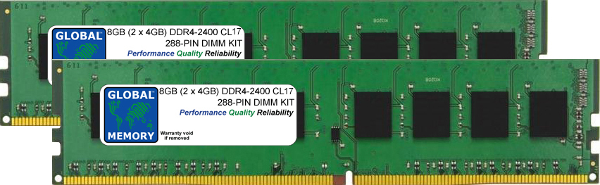 8GB (2 x 4GB) DDR4 2400MHz PC4-19200 288-PIN DIMM MEMORY RAM KIT FOR PC DESKTOPS/MOTHERBOARDS